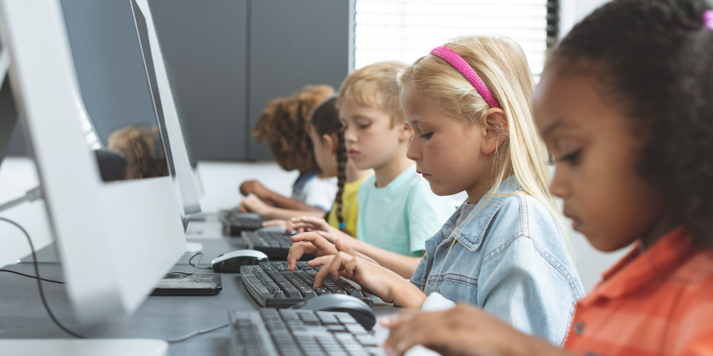 Children using computers at school