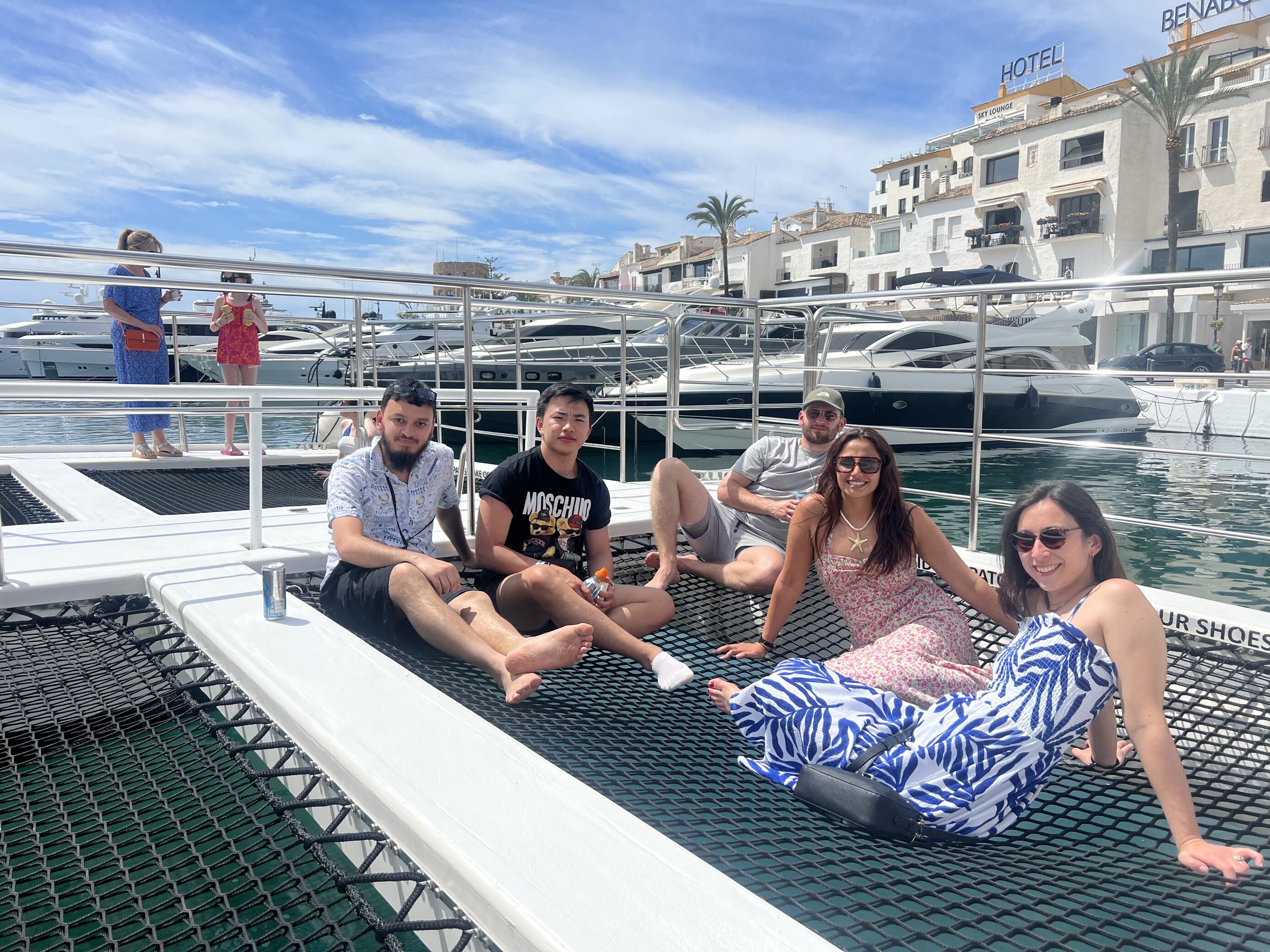 Abstract Group staff on a water taxi