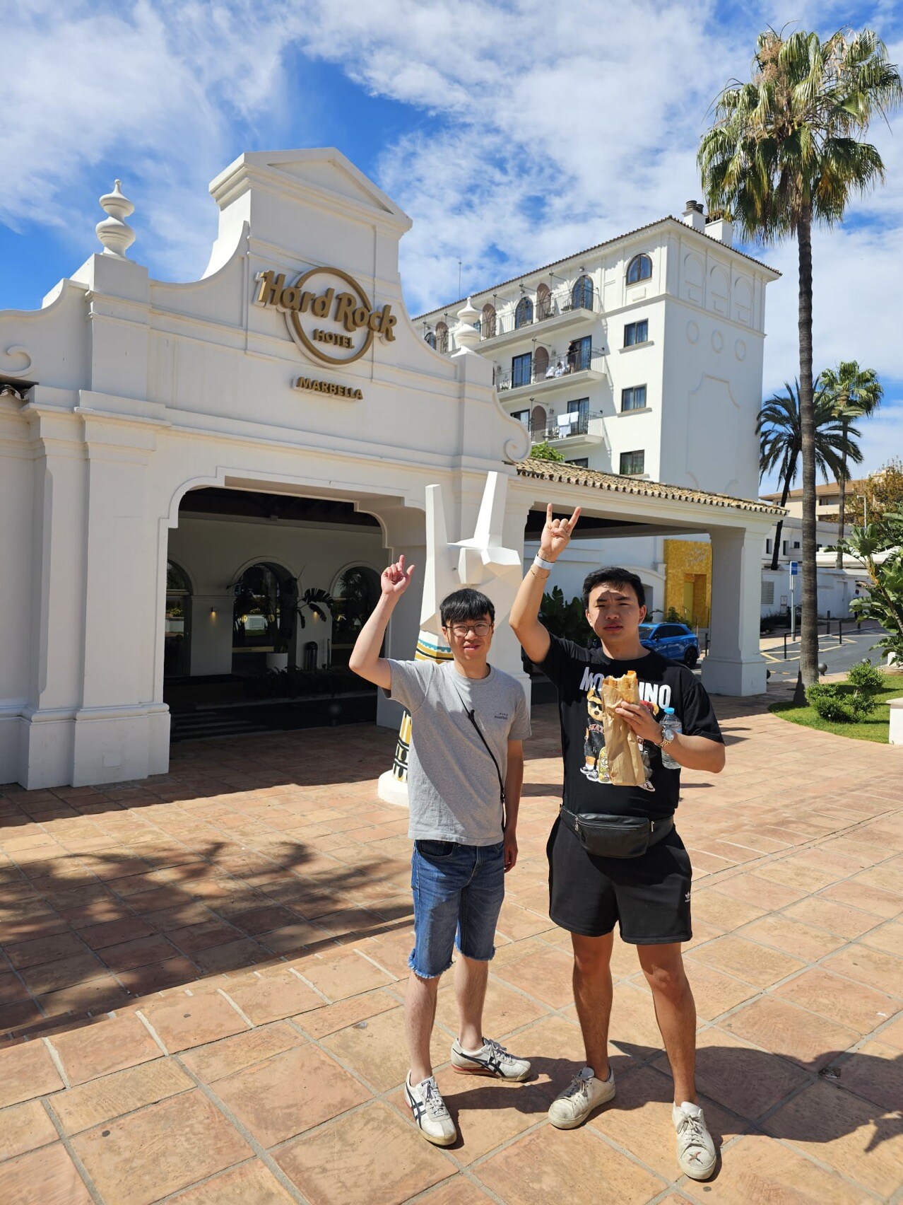 Jigme and Jimmy outside the Hard Rock Hotel