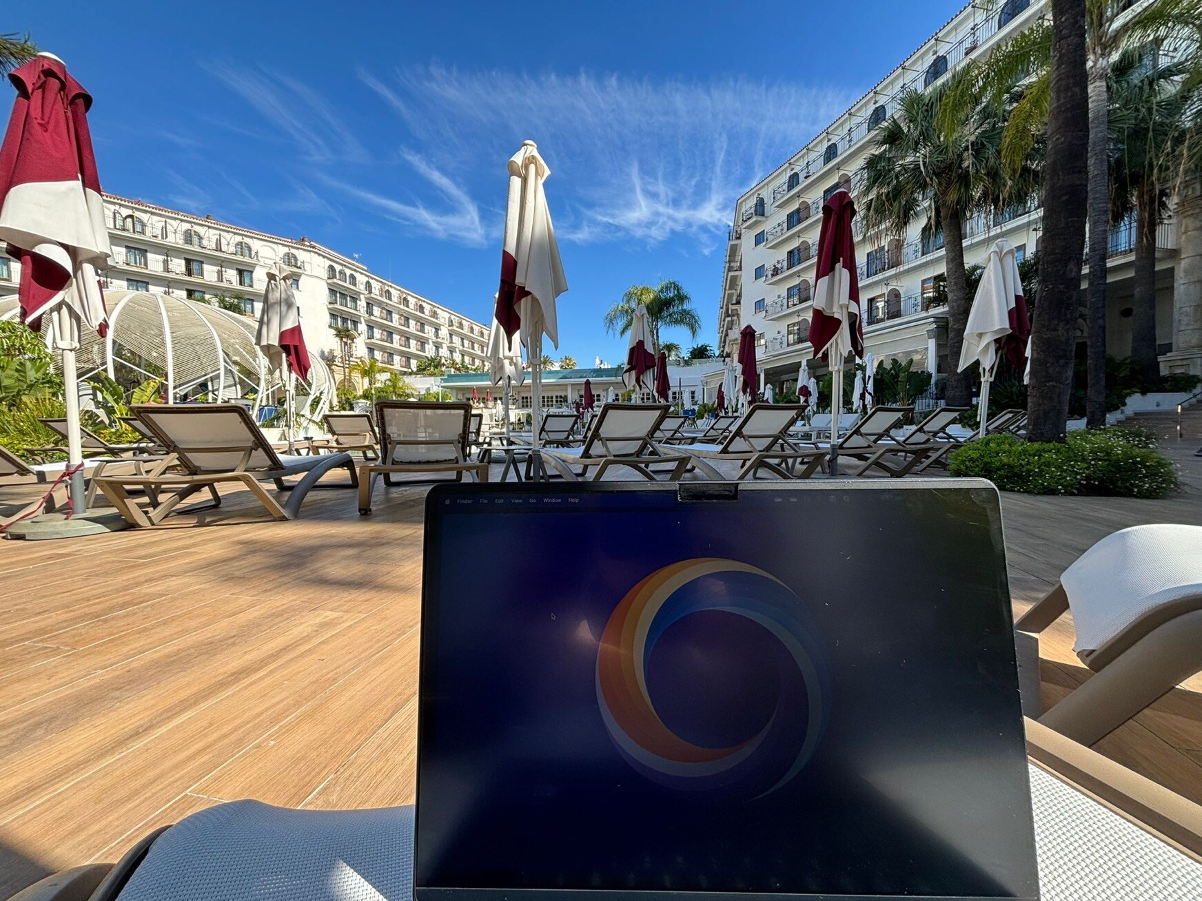 A computer screen with the Abstract Group logo at the pool