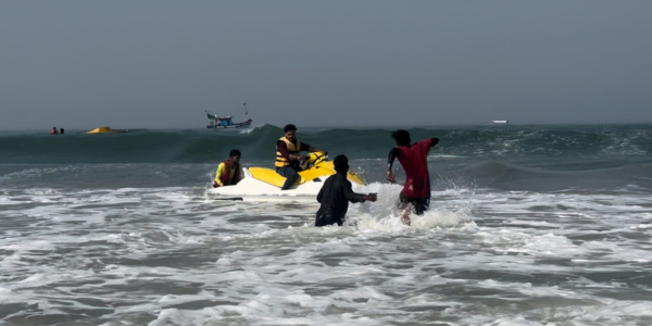 People on a jetski in the sea