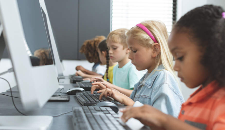 Children using computers at schoo