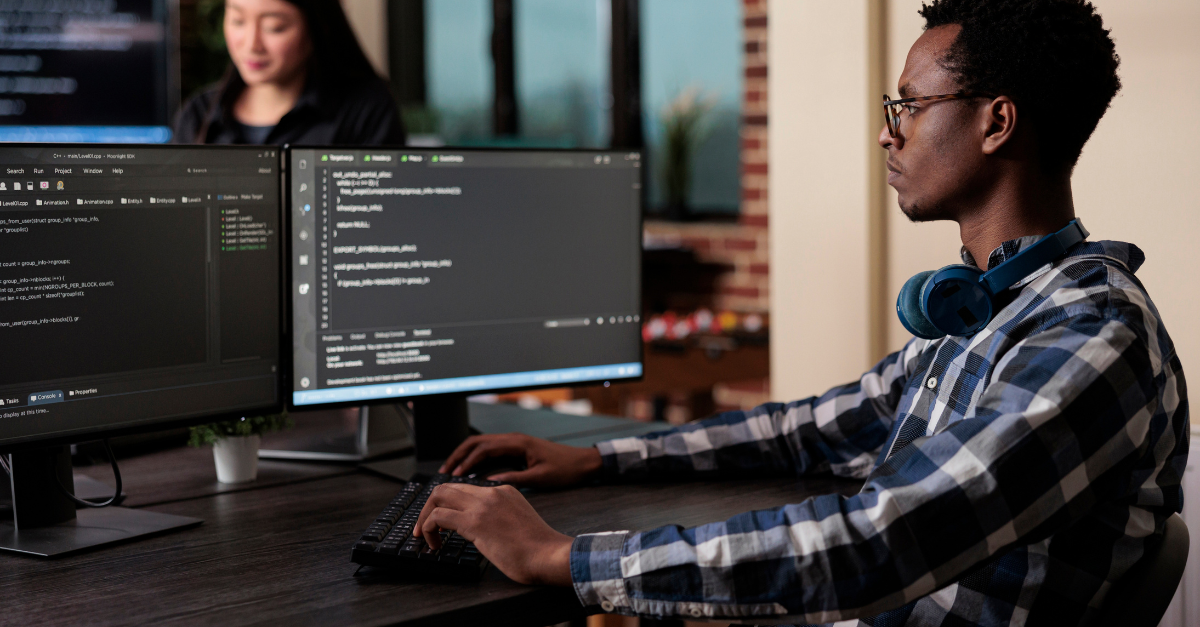 Man sat working on computer